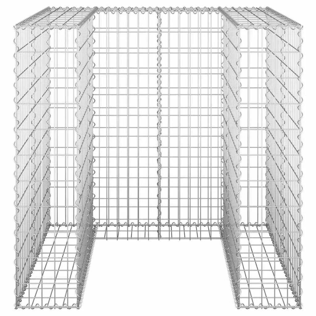 Gabion Wall Waste Bin Container Enclosure Galvanised Steel Garden Patio 110 x 100 x 110 cm Silver