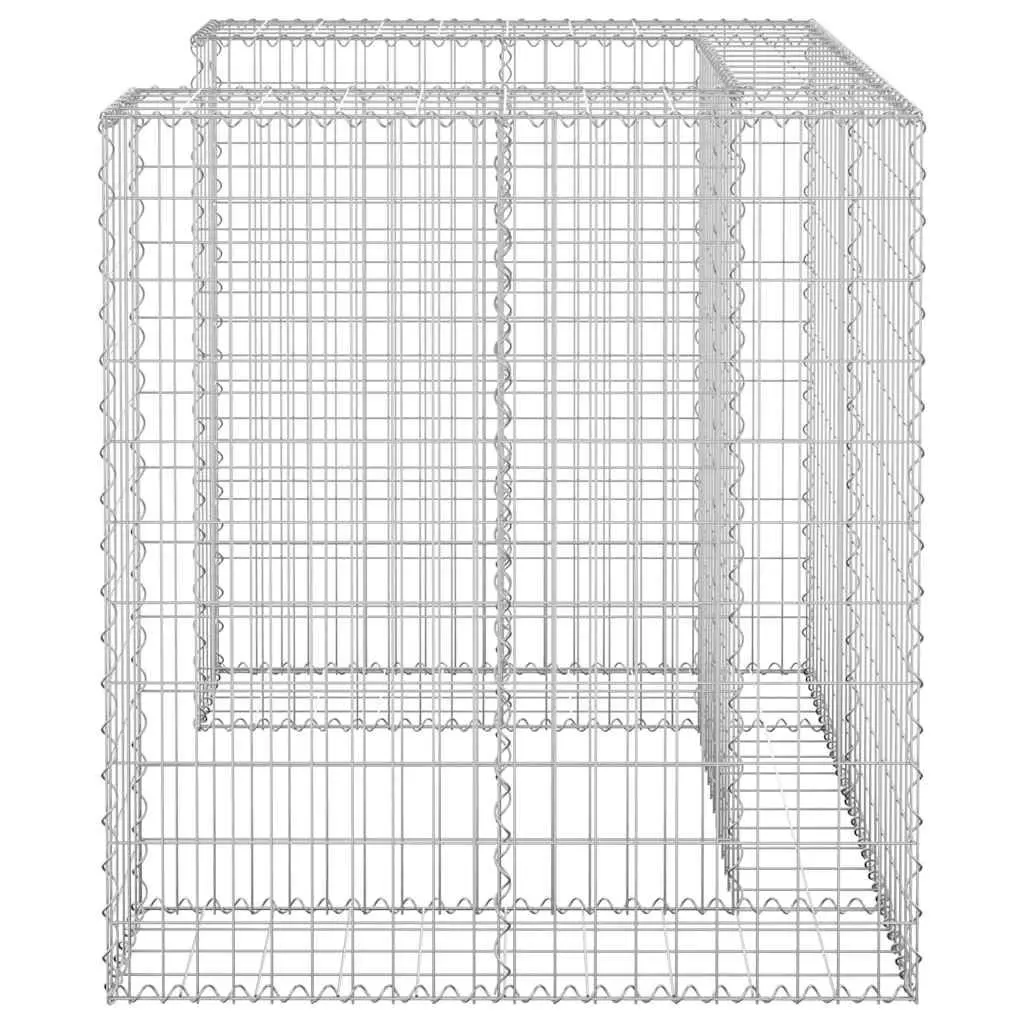 Gabion Wall Waste Bin Container Enclosure Galvanised Steel Garden Patio 110 x 100 x 110 cm Silver