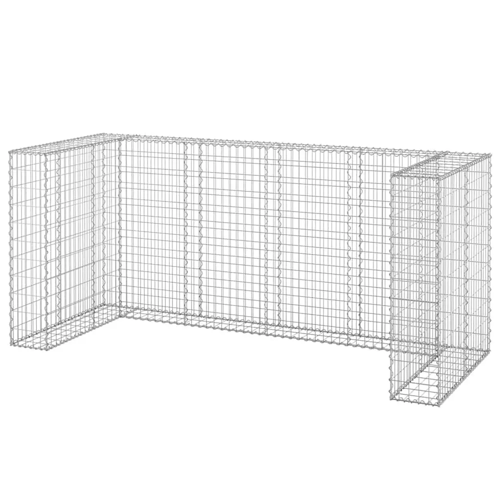 Gabion Wall Waste Container Enclosure Galvanised Steel 254 x 100 x 110 cm Silver