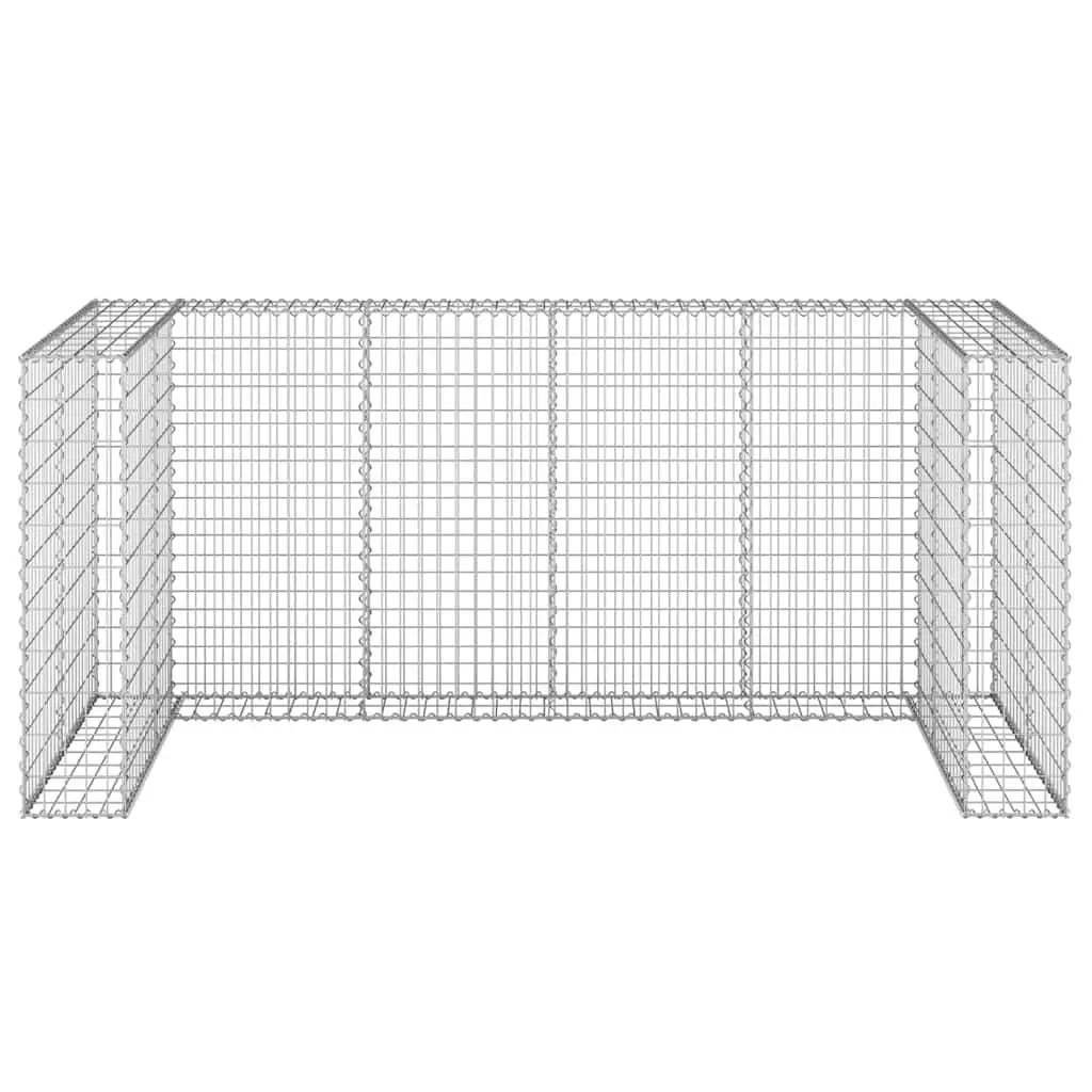 Gabion Wall Waste Container Enclosure Galvanised Steel 254 x 100 x 110 cm Silver