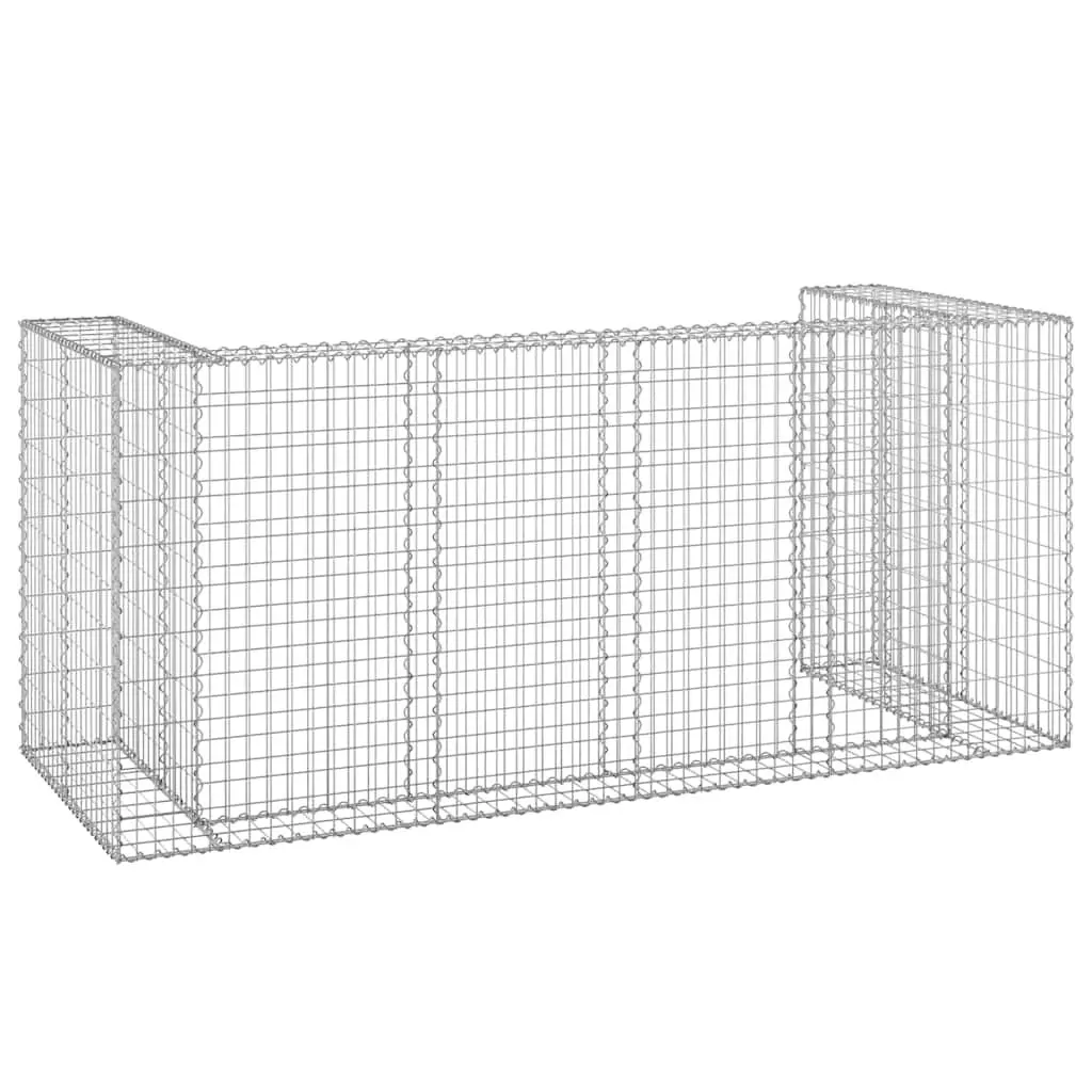 Gabion Wall Waste Container Enclosure Galvanised Steel 254 x 100 x 110 cm Silver