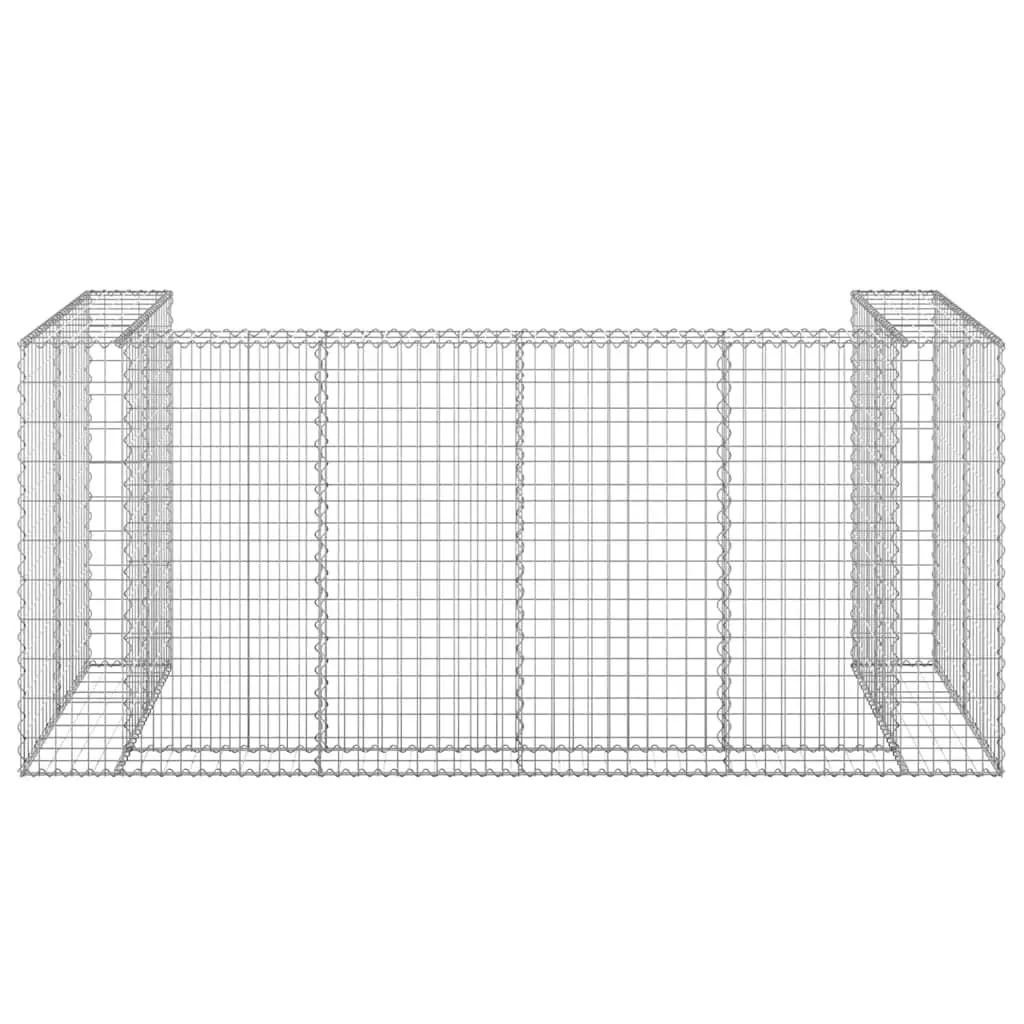 Gabion Wall Waste Container Enclosure Galvanised Steel 254 x 100 x 110 cm Silver