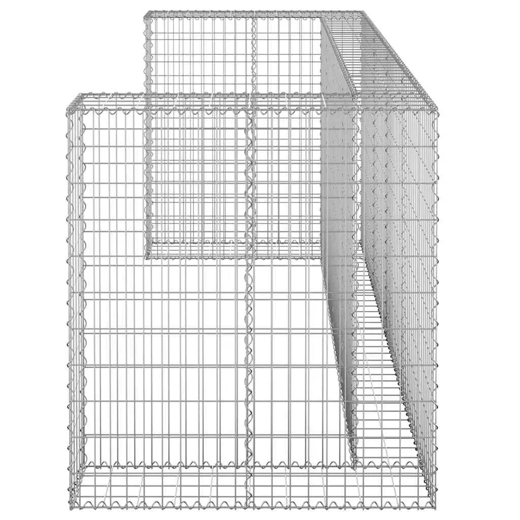 Gabion Wall Waste Container Enclosure Galvanised Steel 254 x 100 x 110 cm Silver