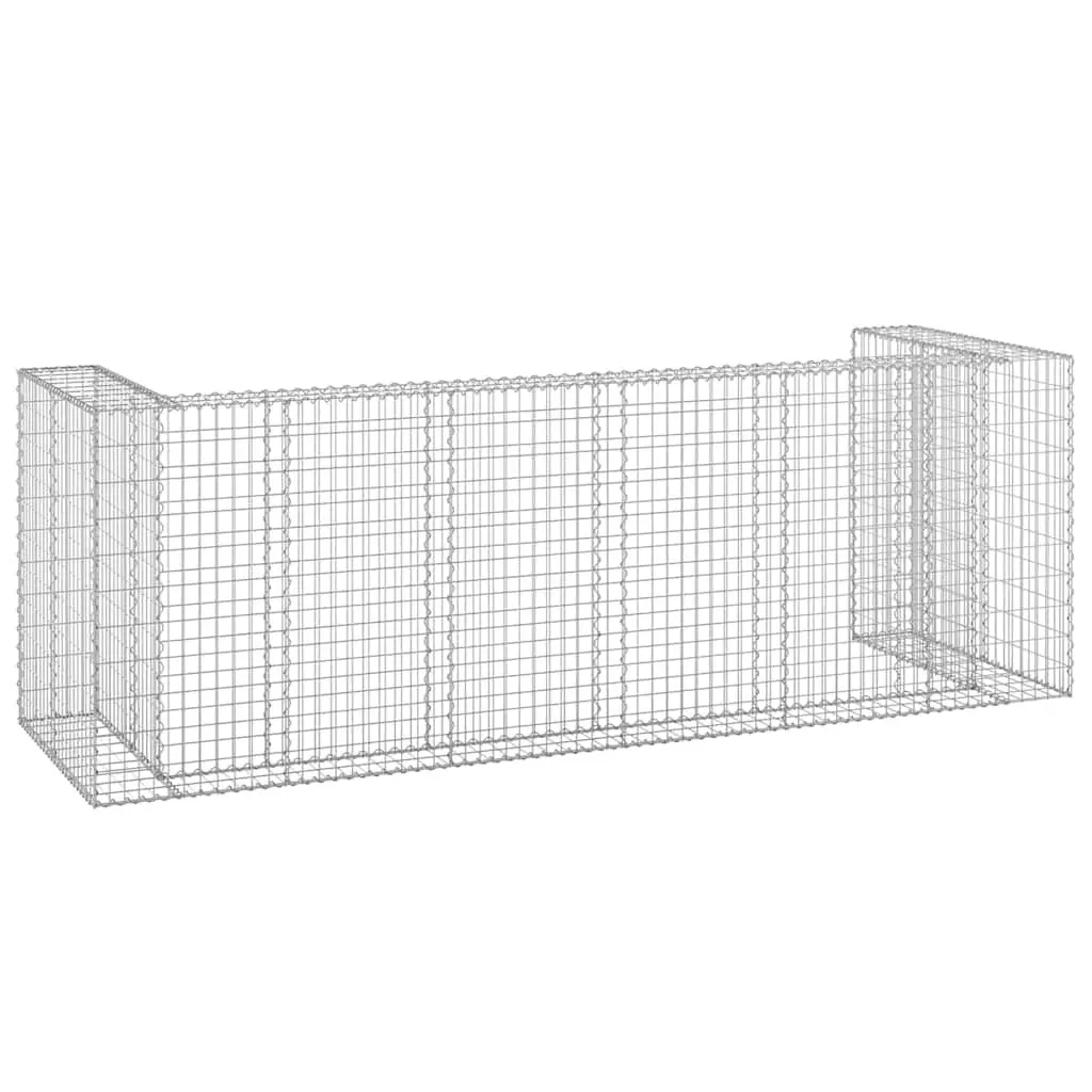 Gabion Wall Waste Container Enclosure Garden Patio Silver Galvanised Steel Mesh 325 x 100 x 110 cm