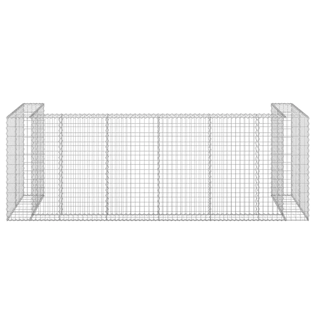 Gabion Wall Waste Container Enclosure Garden Patio Silver Galvanised Steel Mesh 325 x 100 x 110 cm