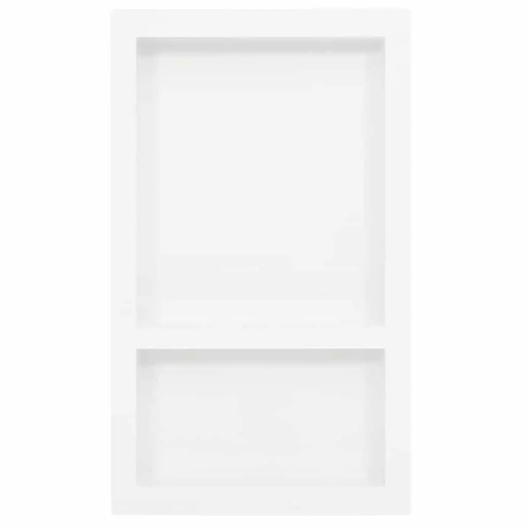 Shower Niche Storage Wall Mounted Shelf Unit 2 Compartments High Gloss White 41 x 69 x 9 cm