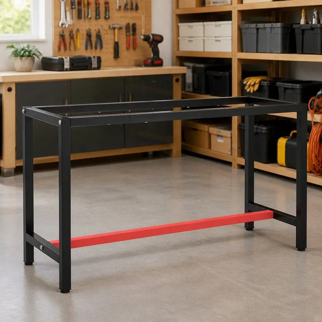 Work Bench Frame Heavy Duty Metal Table Legs Base Support Structure Matte Black