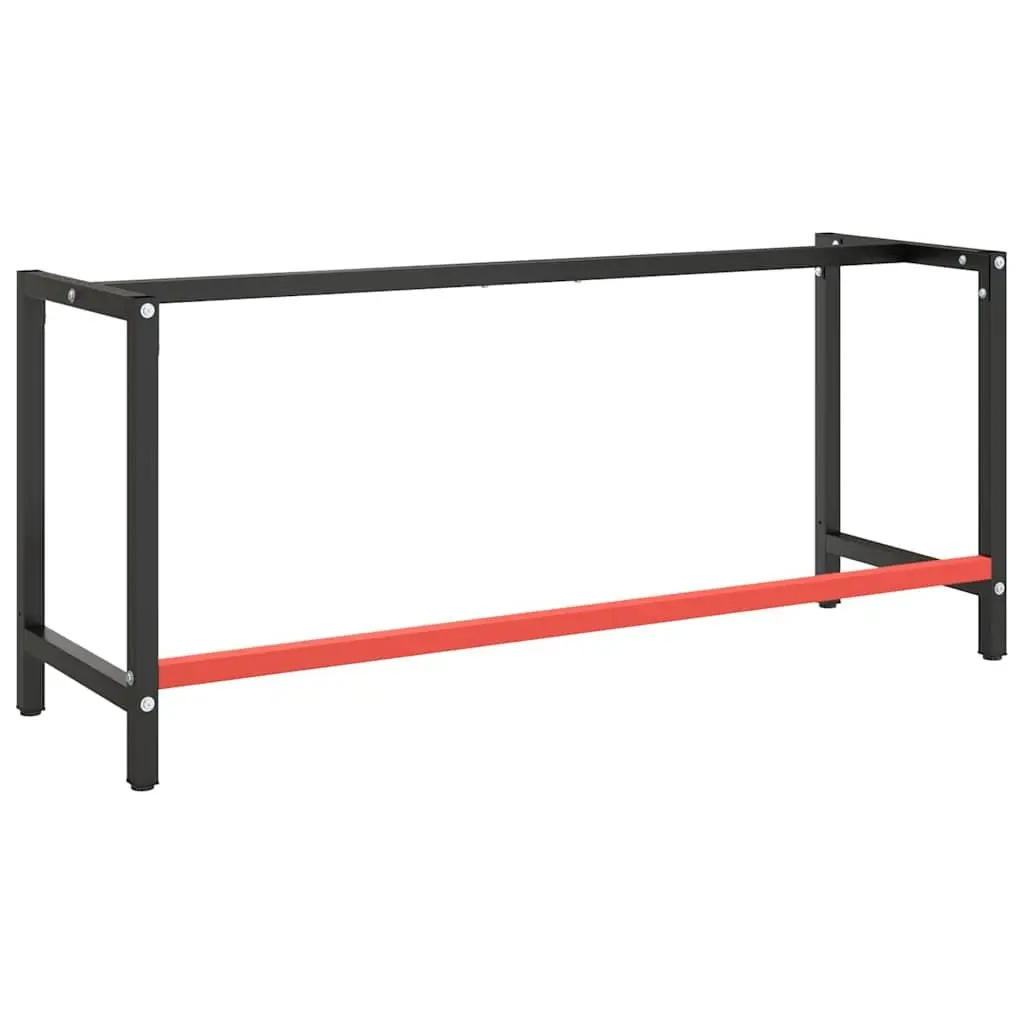 Work Bench Frame Metal Heavy Duty Matte Black Tabletop Base 180x57x79cm