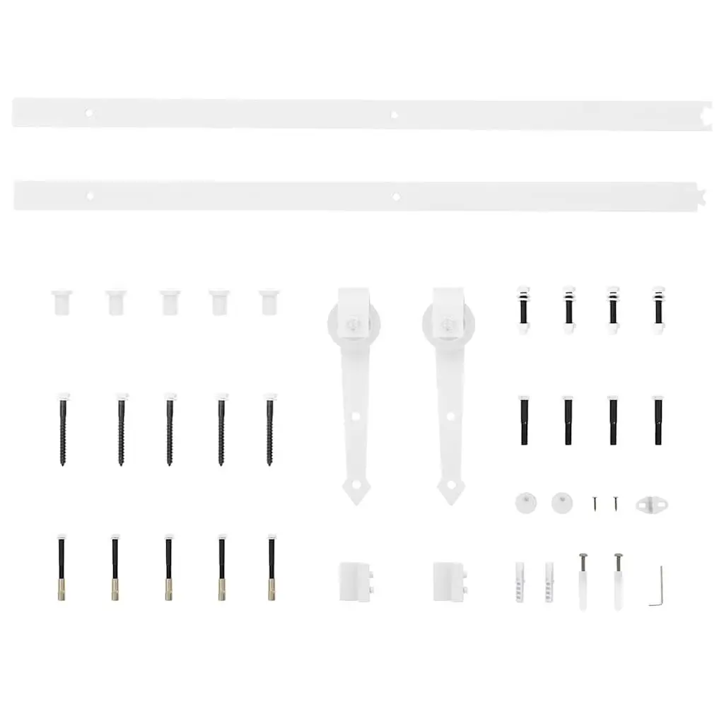 Sliding Door Hardware Kit 200cm Steel Track System White