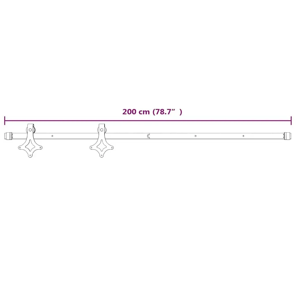 Sliding Door Hardware Kit 200cm Steel Track System White