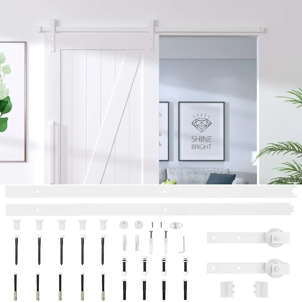 Sliding Door Hardware Kit Barn Door 183cm Steel Track Rail White