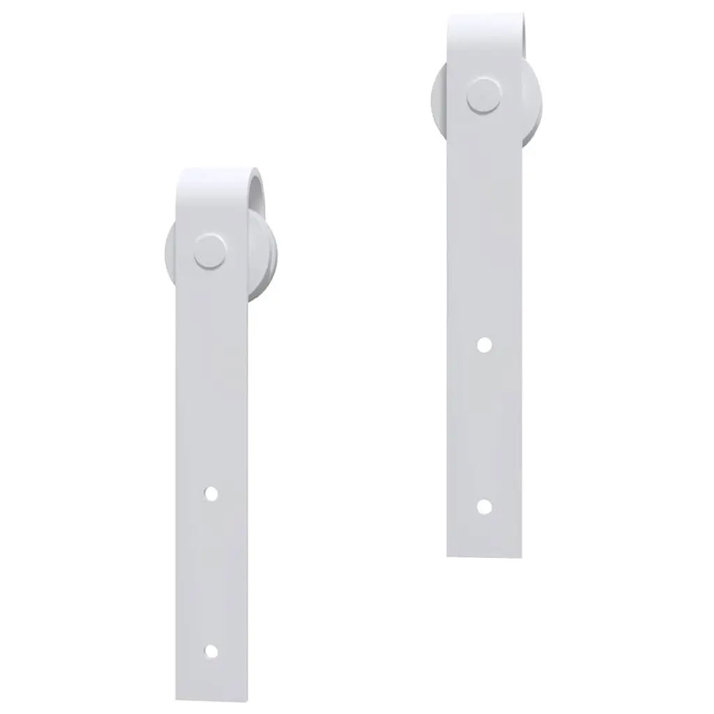 Sliding Door Hardware Kit Barn Door System 200cm Powder-Coated Steel White