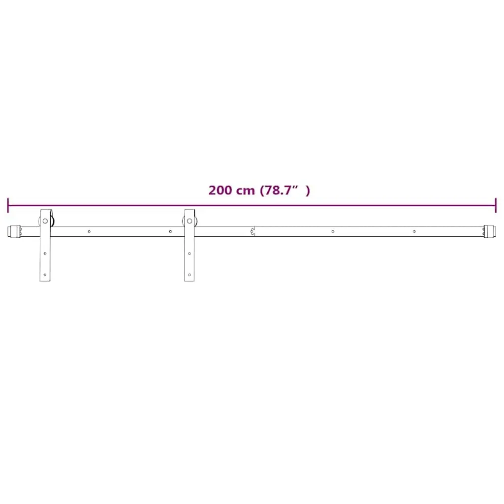 Sliding Door Hardware Kit Barn Door System 200cm Powder-Coated Steel White