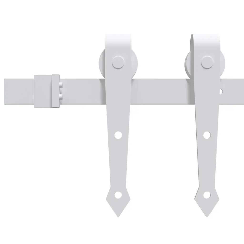Sliding Door Hardware Kit Steel Track Rail System 183cm White