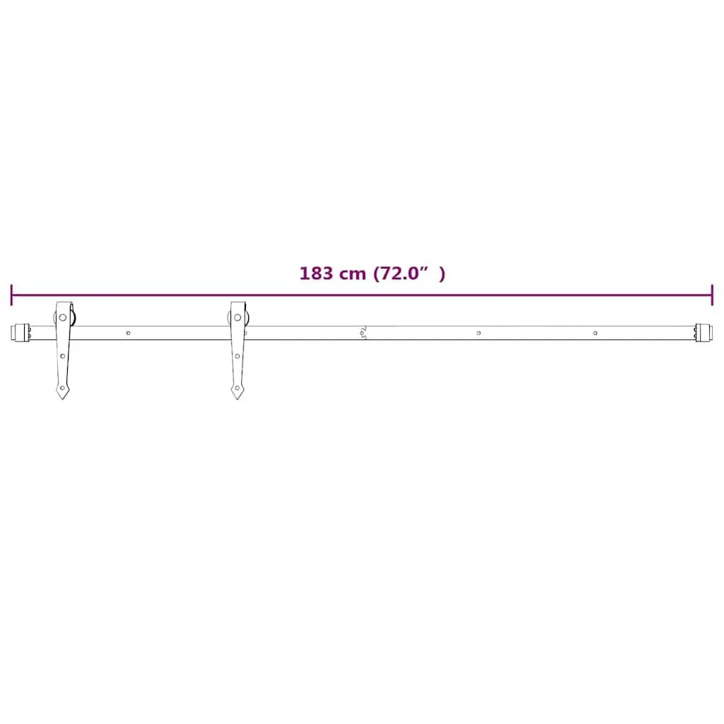 Sliding Door Hardware Kit Steel Track Rail System 183cm White