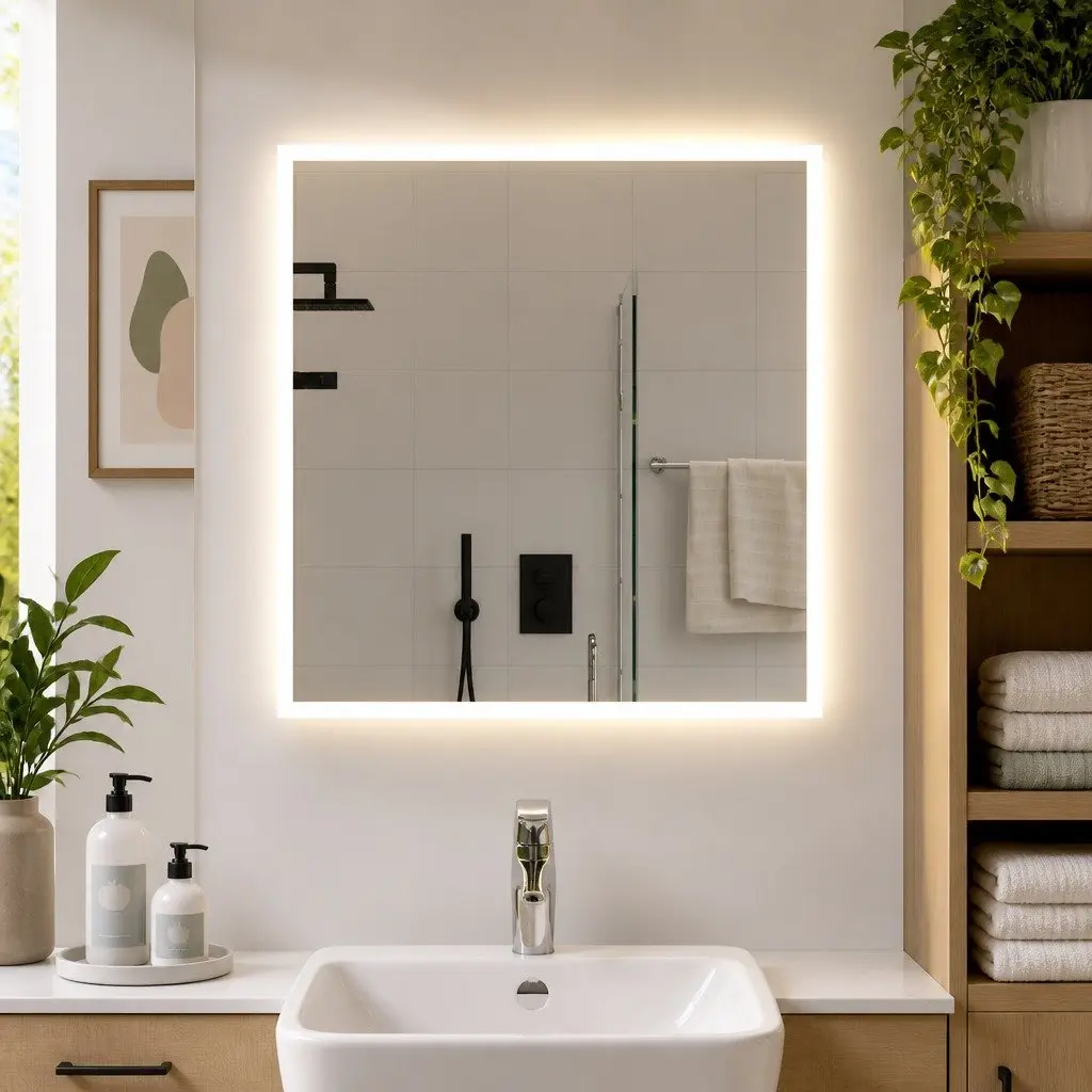 LED Bathroom Mirror Vanity Wall Mount 60x60 cm Waterproof USB Interface