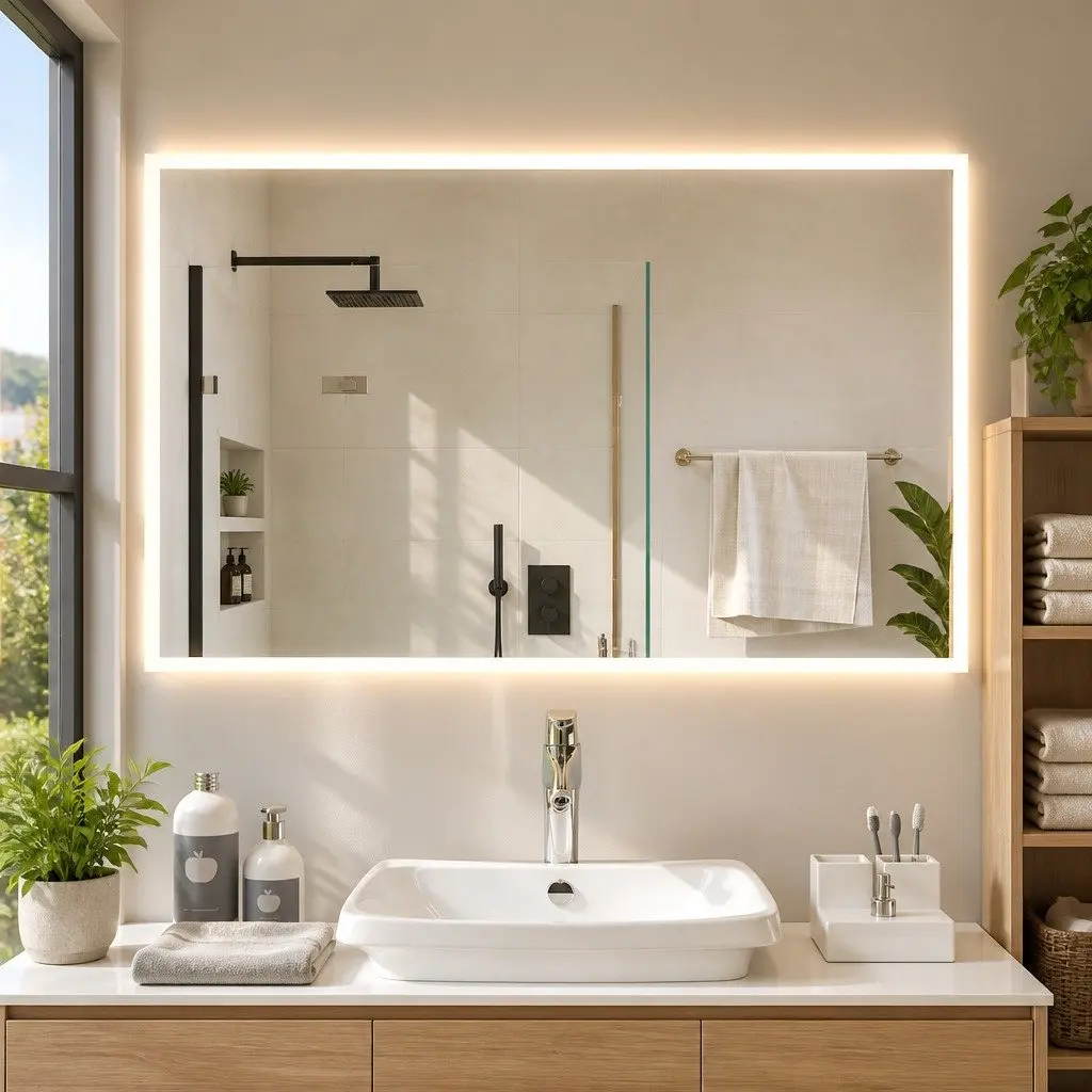 LED Bathroom Mirror Waterproof 100x60 cm Wall Mount Transparent