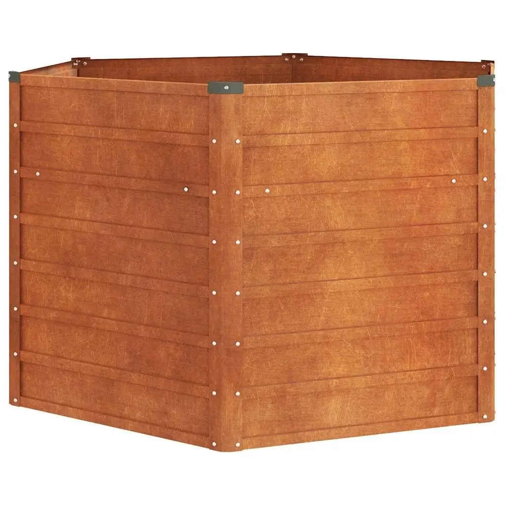 Hexagon Garden Raised Bed Planter Box Outdoor Vegetable Flower Herb Corten Steel 129cm Brown