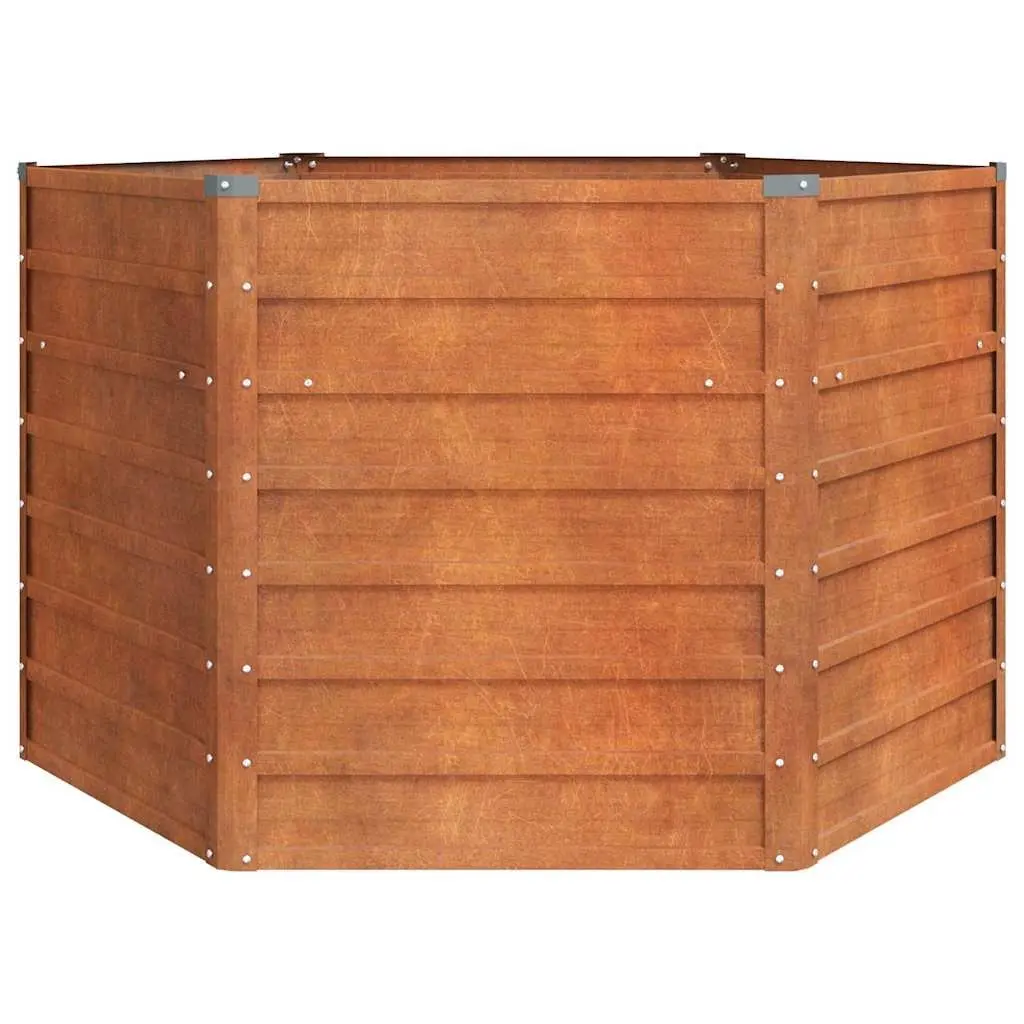 Hexagon Garden Raised Bed Planter Box Outdoor Vegetable Flower Herb Corten Steel 129cm Brown