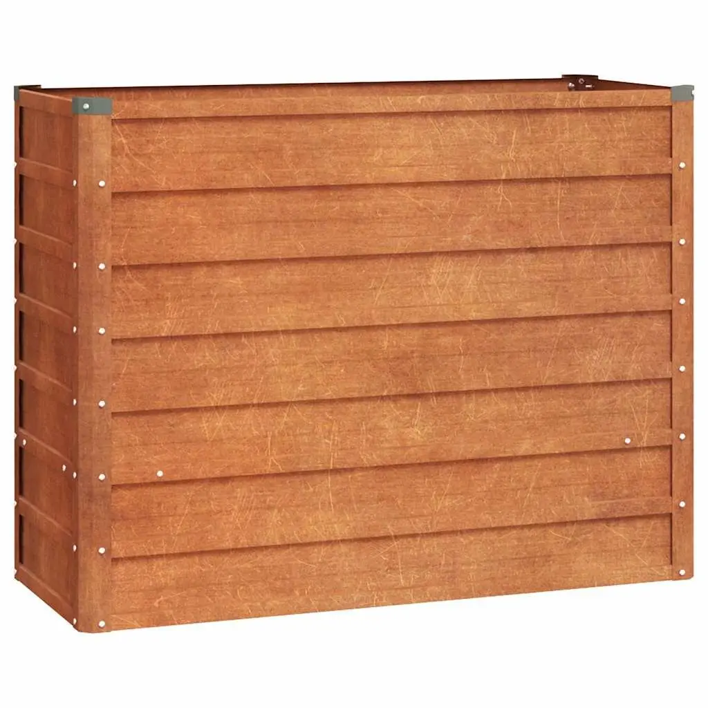 Garden Raised Bed Planter Corten Steel Outdoor Vegetable Flower 100L x 40W x 77H cm Brown