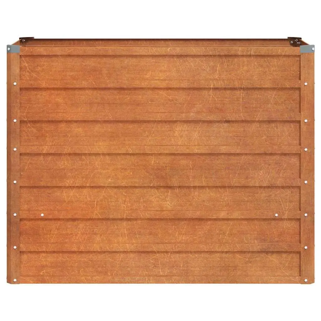 Garden Raised Bed Planter Corten Steel Outdoor Vegetable Flower 100L x 40W x 77H cm Brown