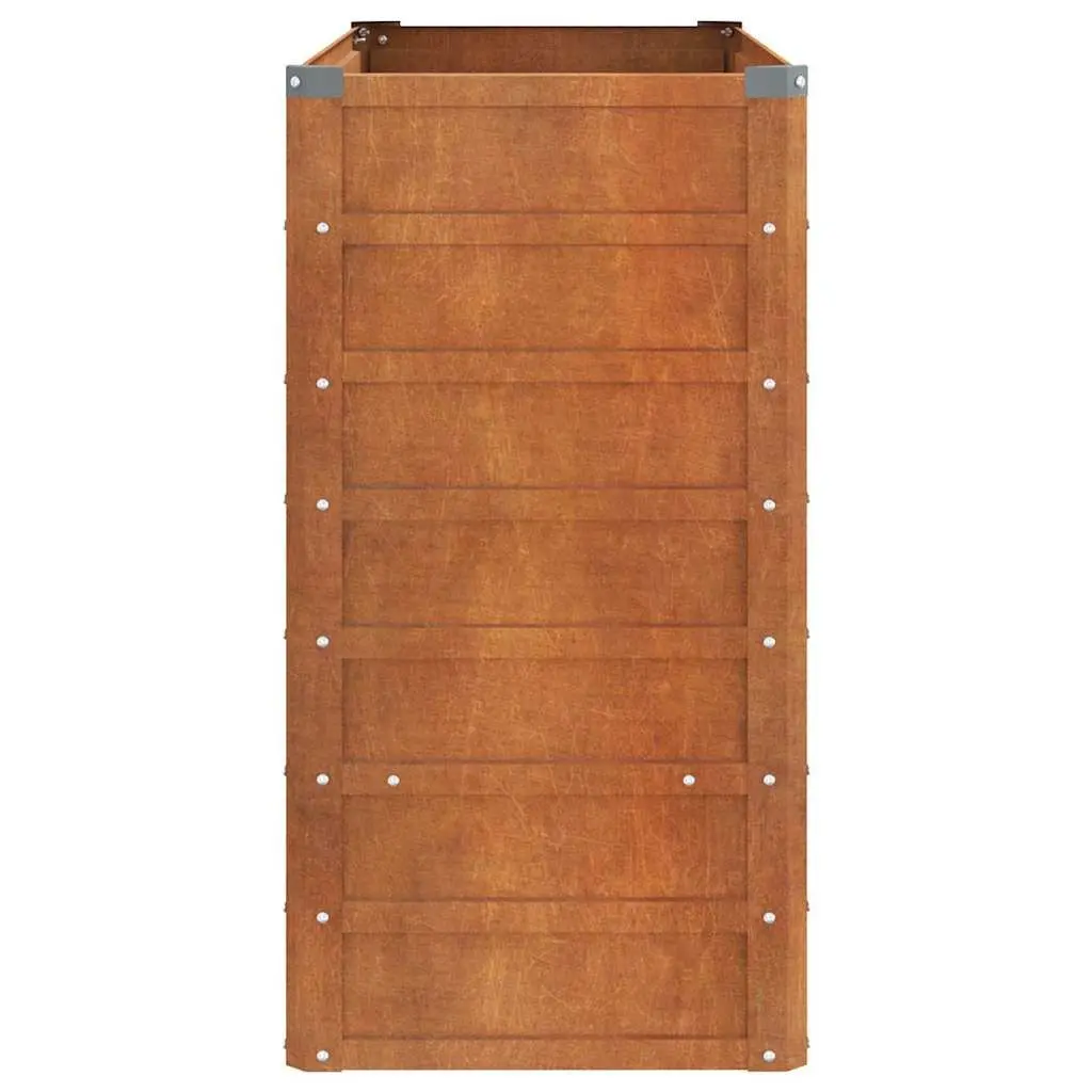 Garden Raised Bed Planter Corten Steel Outdoor Vegetable Flower 100L x 40W x 77H cm Brown