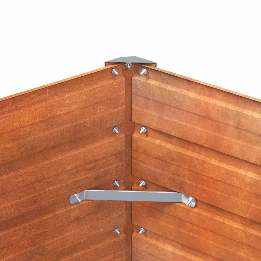 Garden Raised Bed Planter Corten Steel Outdoor Vegetable Flower 100L x 40W x 77H cm Brown