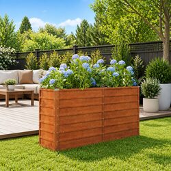 Durable Raised Garden Bed in Corten Steel 160x40x77 cm