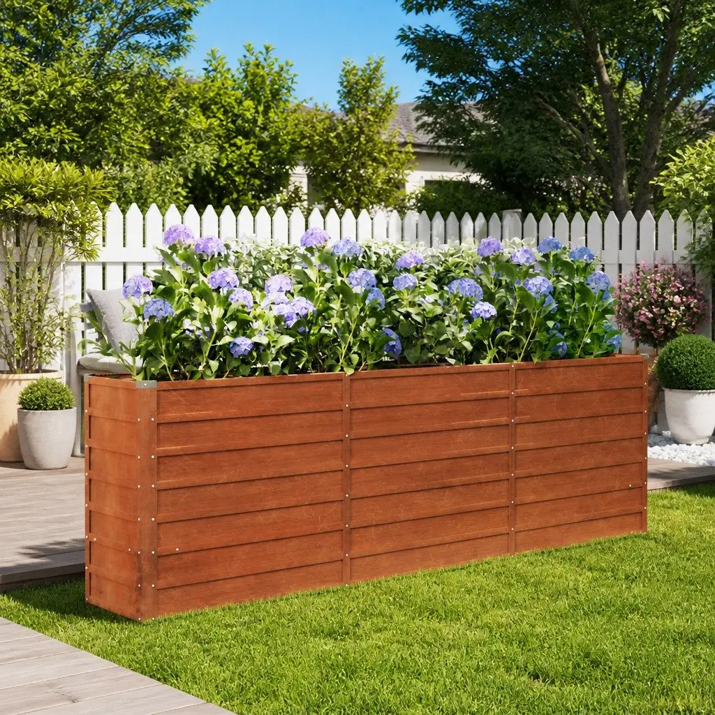 Garden Raised Bed Planter Box Outdoor Vegetable Herb 240x40x77cm Brown