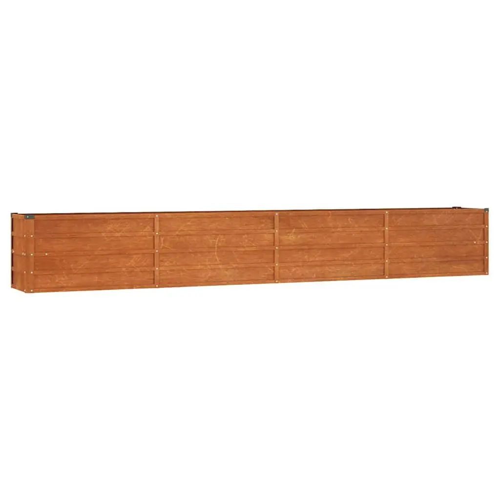 Garden Raised Bed Planter Open Bottom Corten Steel 320 x 40 x 45 cm Brown