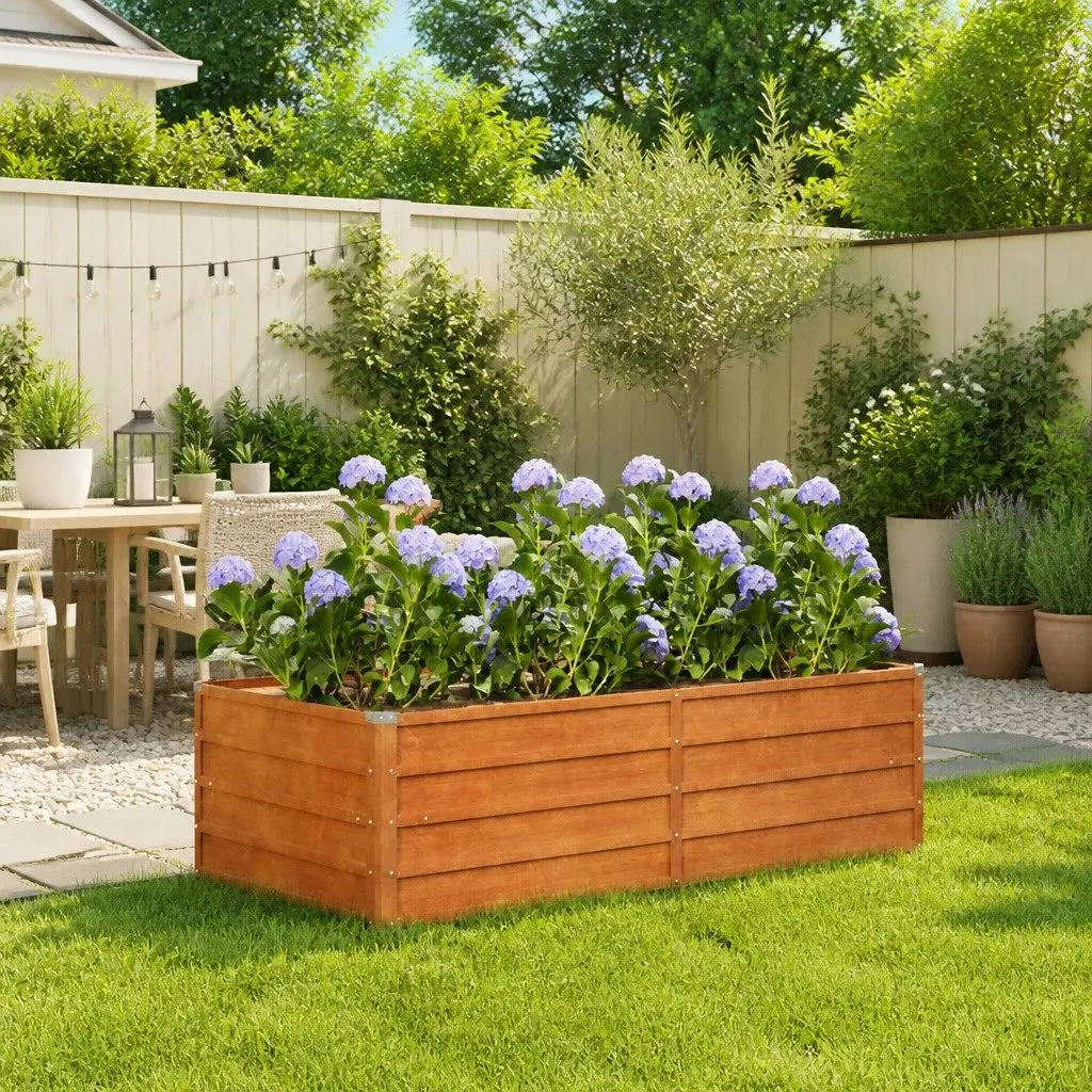 Garden Raised Bed Planter Box Open Bottom Drainage 160 x 80 x 45 cm Brown