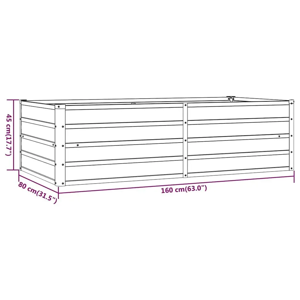 Garden Raised Bed Planter Box Open Bottom Drainage 160 x 80 x 45 cm Brown