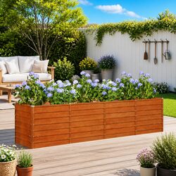 Garden Raised Bed Planter 320x80x77cm Weathering Steel Outdoor Vegetables Herbs