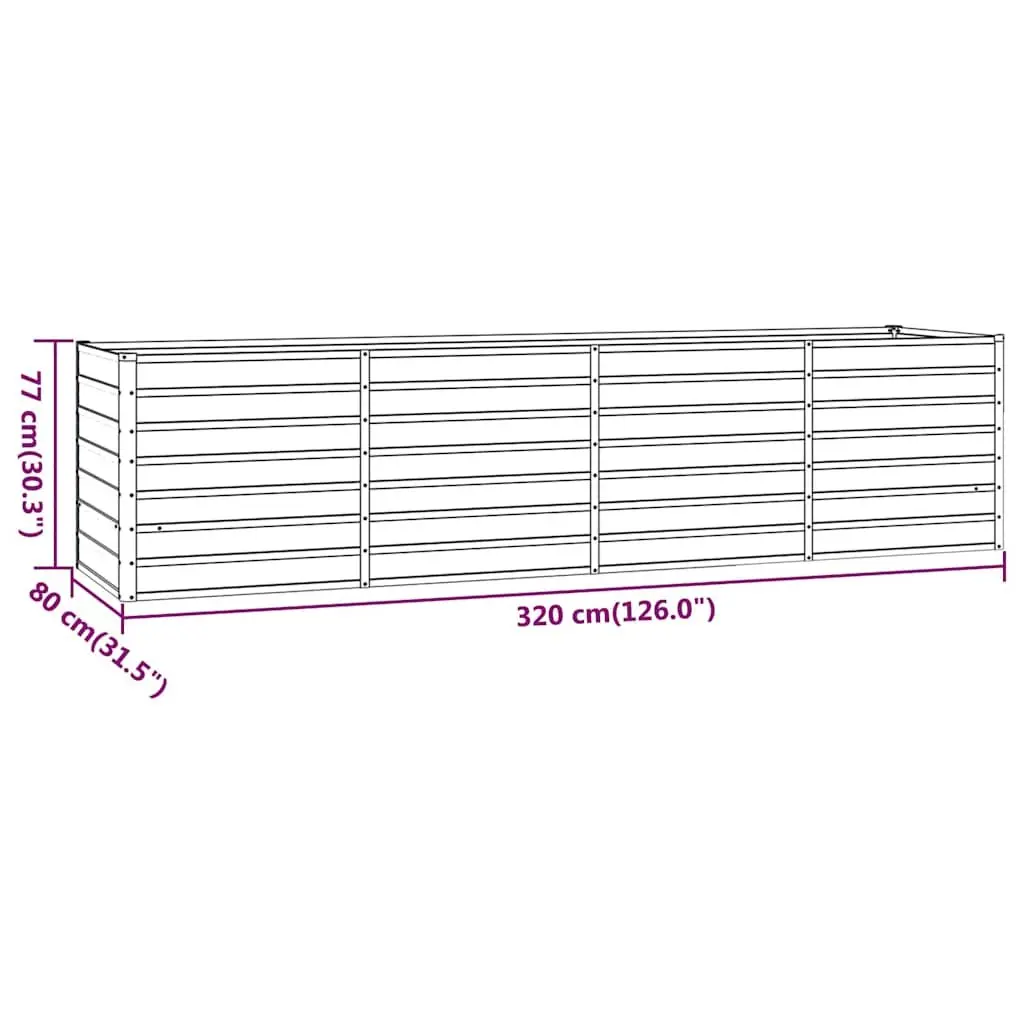 Garden Raised Bed Planter for Vegetables Herbs 320x80x77cm Brown Weathering Steel