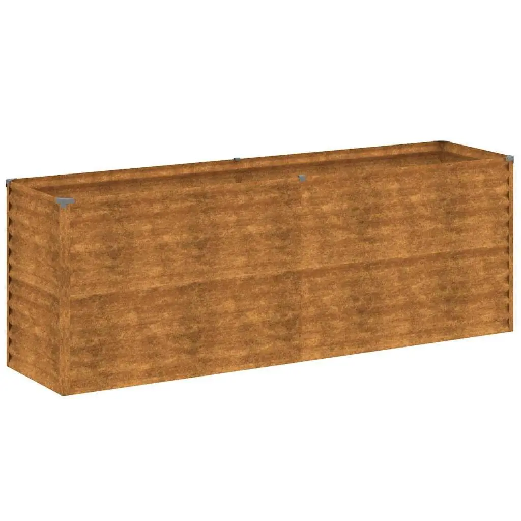 Corten Steel Planter Box Garden Raised Bed 196x50x69cm Brown Outdoor