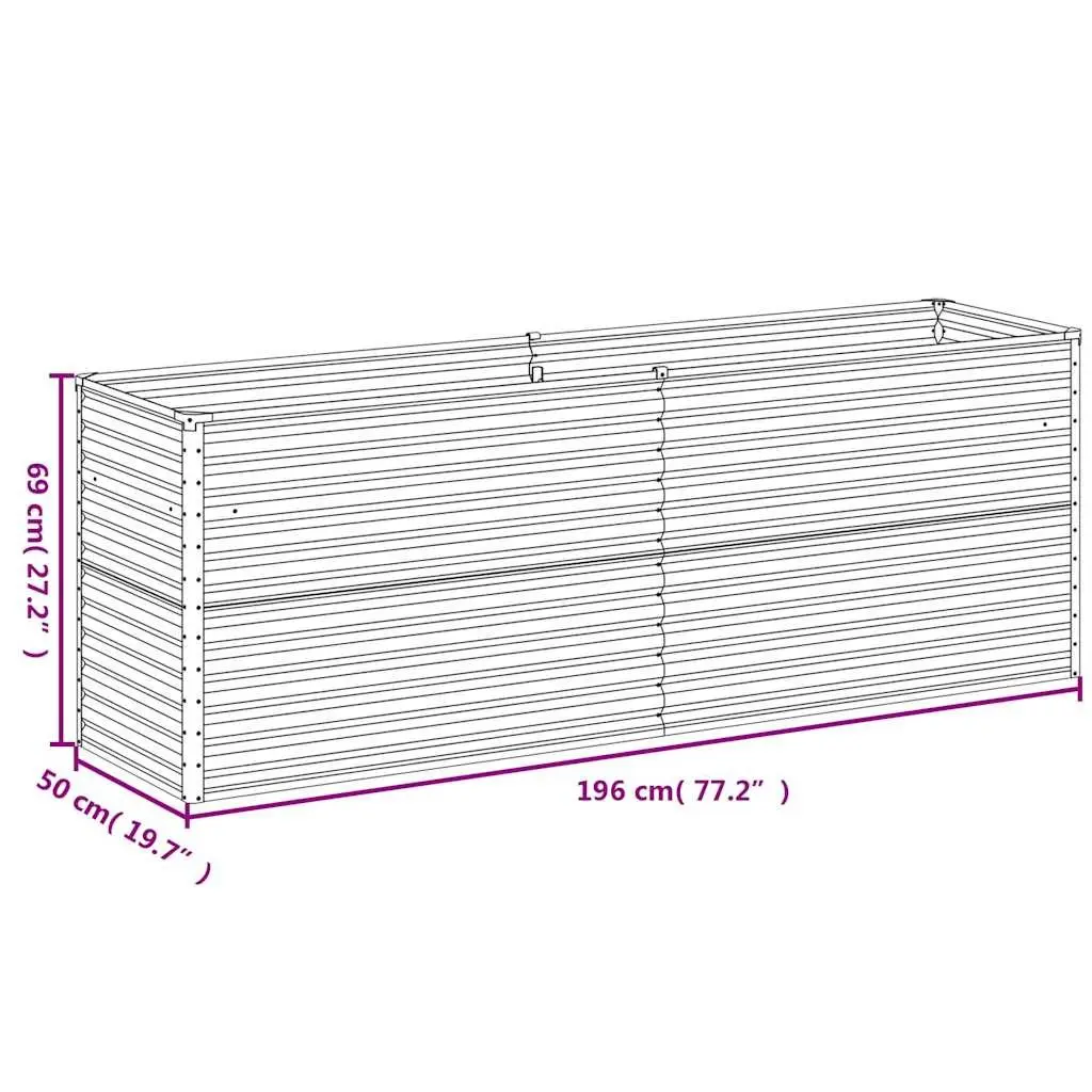 Corten Steel Planter Box Garden Raised Bed 196x50x69cm Brown Outdoor