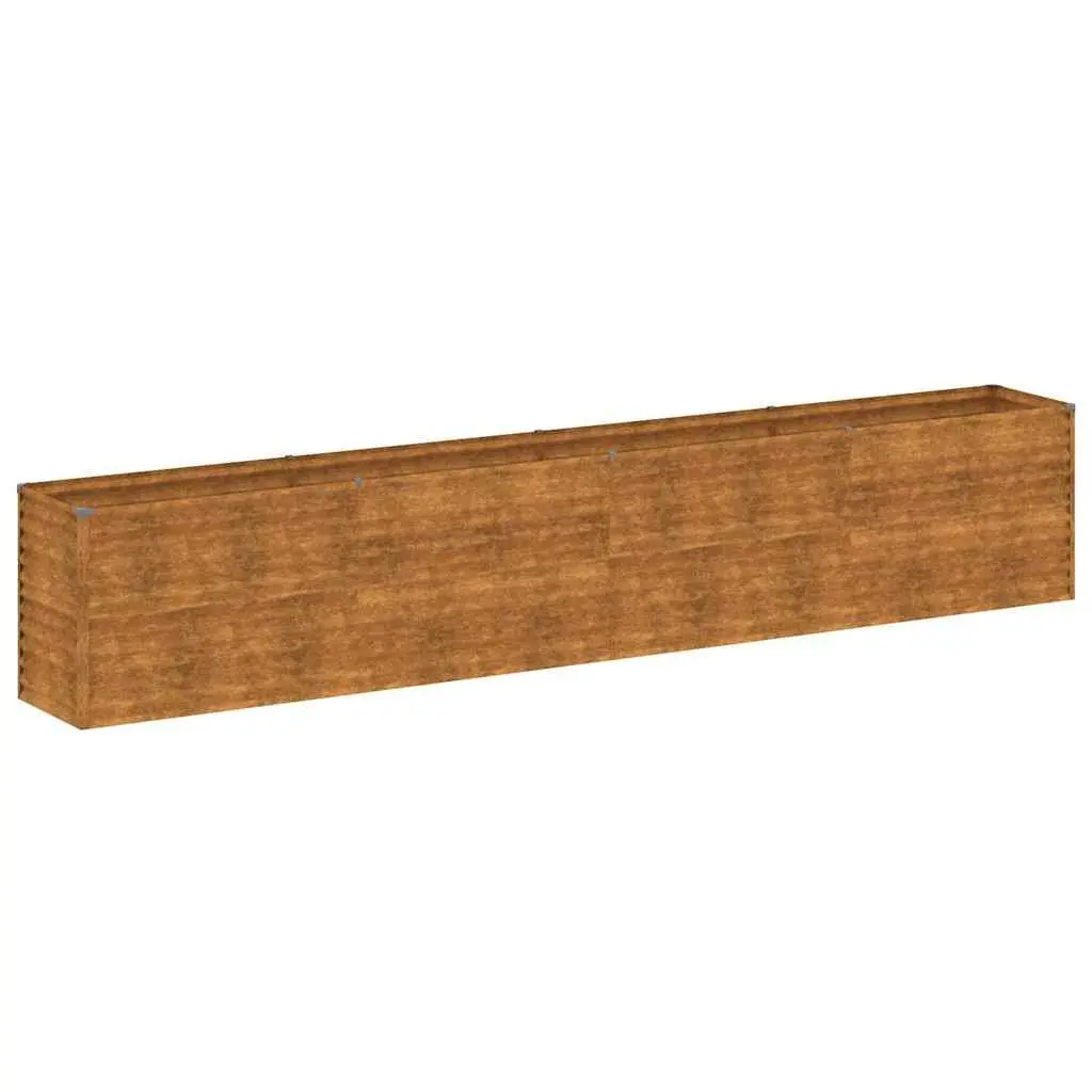 Garden Raised Bed Corten Steel Planter Box 385x50x69 cm Brown Outdoor Garden Bed