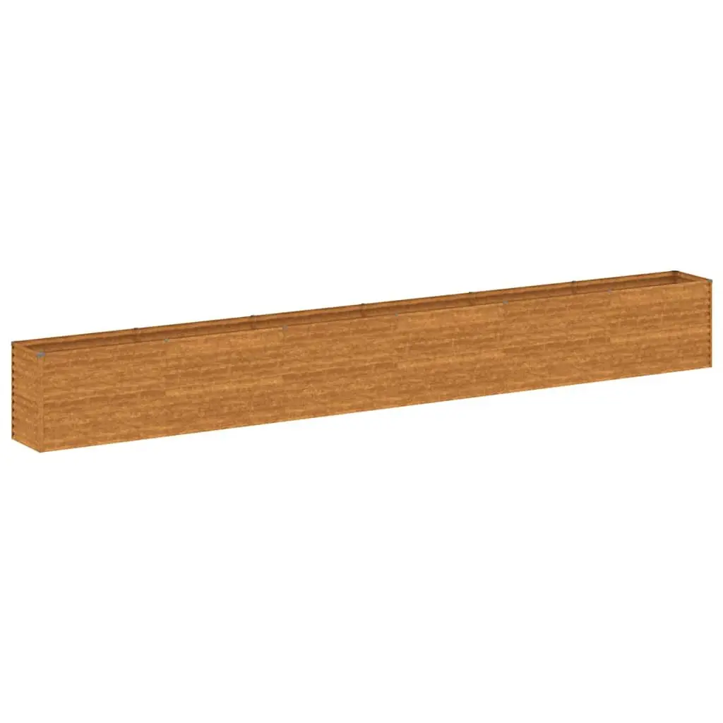 Corten Steel Planter Box Outdoor Vegetable Garden Raised Bed 579x100x36cm Brown