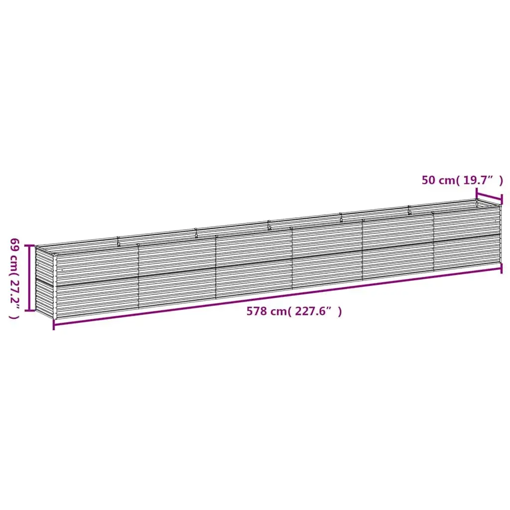Corten Steel Planter Box Outdoor Vegetable Garden Raised Bed 579x100x36cm Brown