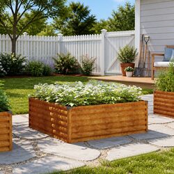 Reliable Corten Steel Planter Box 100x100x36 cm for Your Garden