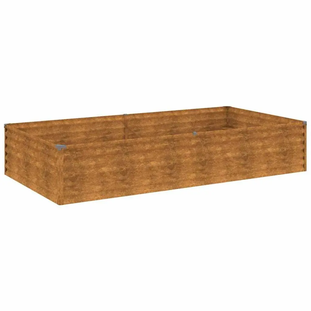 Corten Steel Raised Bed Planter Box Outdoor Vegetables Herbs Flowers 195 x 100 x 36 cm Brown