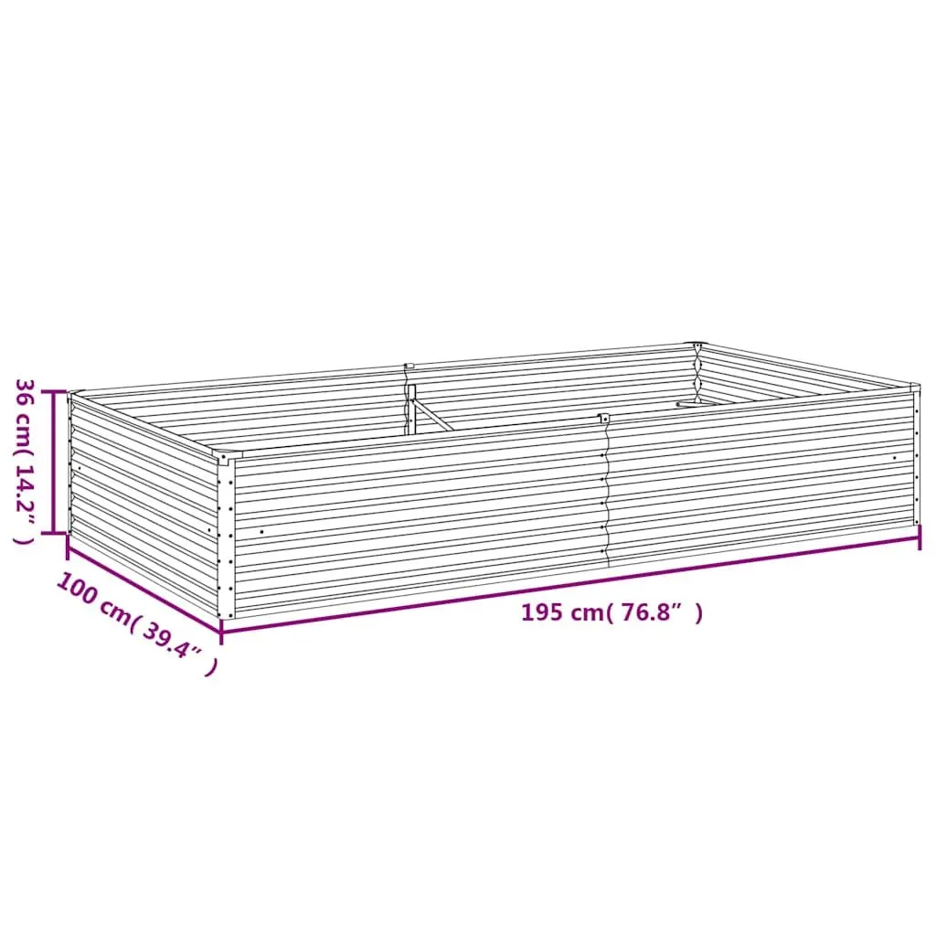 Corten Steel Raised Bed Planter Box Outdoor Vegetables Herbs Flowers 195 x 100 x 36 cm Brown