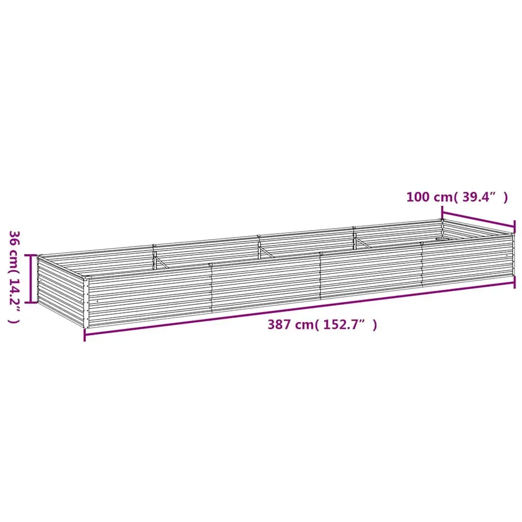 Garden Raised Bed Corten Steel Planter Outdoor Vegetable Flower 387x100x36 cm Brown