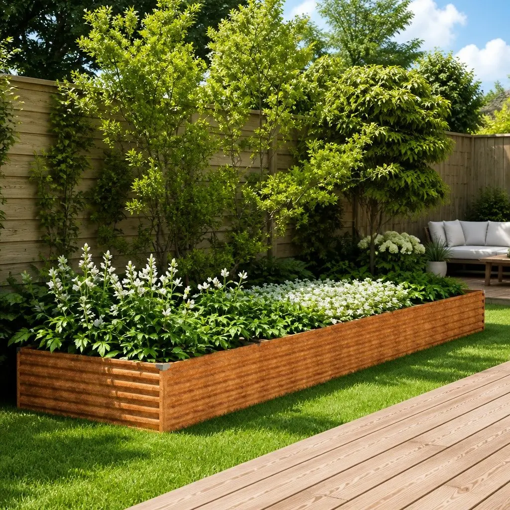Raised Garden Bed Corten Steel Planter Box 482x100x36 cm Outdoor Vegetable