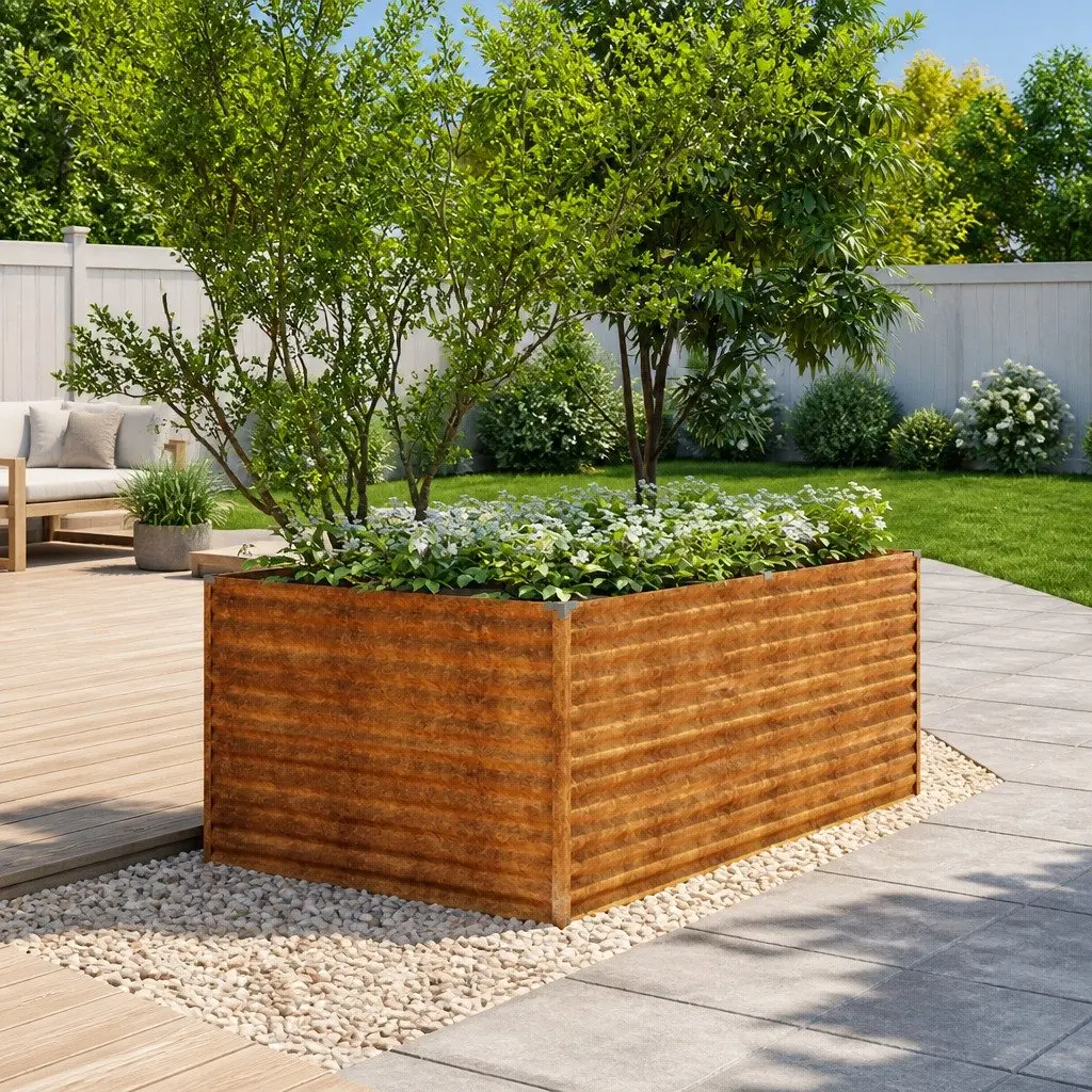 Raised Garden Bed Planter Box Outdoor Vegetable Flower Herb 196x100x69 cm Brown