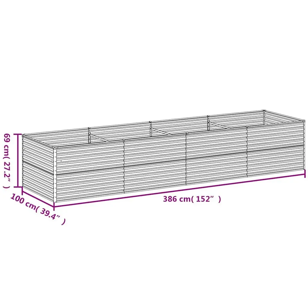 Garden Raised Bed Planter Outdoor Vegetable 386x100x69cm Corten Steel Brown