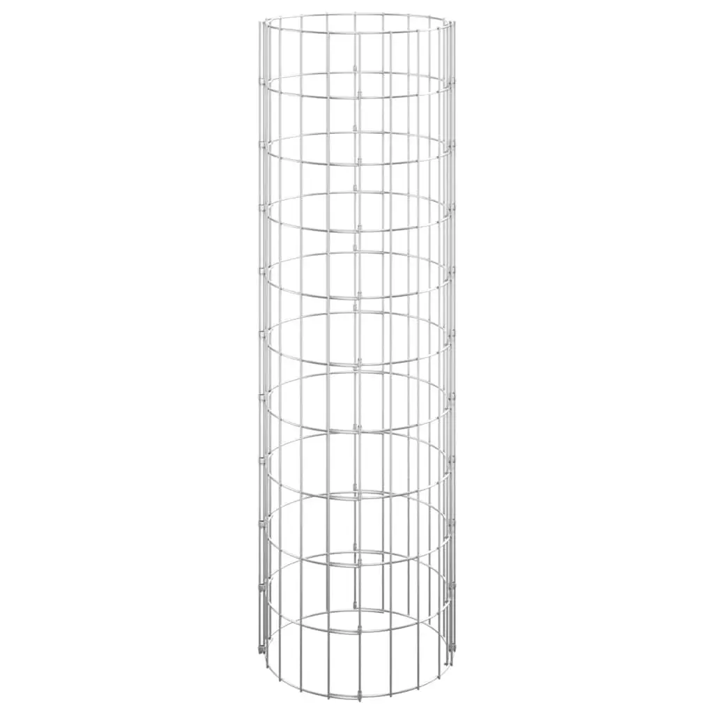 Circular Gabion Pole Galvanised Steel Garden Fence Barrier 30 cm Diameter 100 cm Height Silver