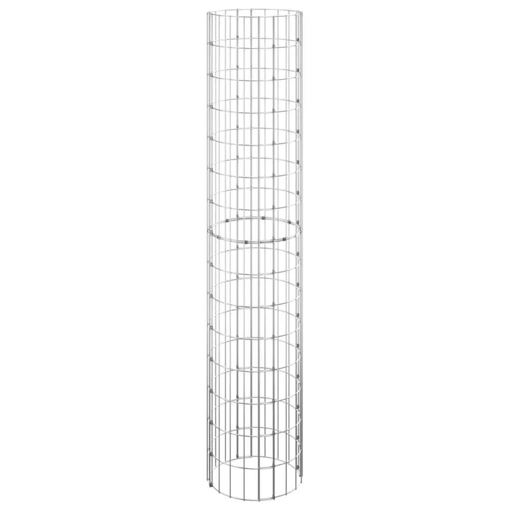 Gabion Pole Circular Garden Fence Border Post Ø30x150 cm Galvanised Steel Silver