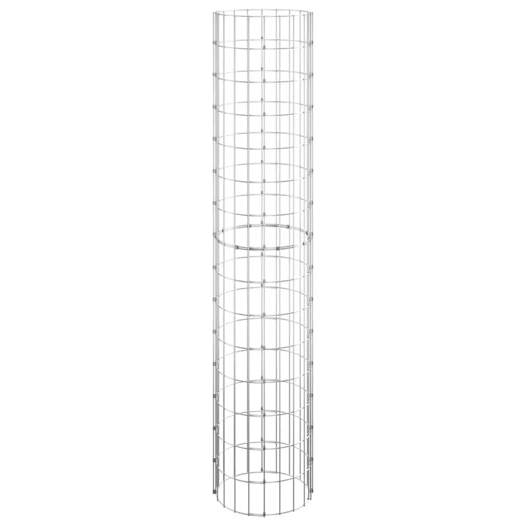 Gabion Pole Circular Garden Fence Border Post Ø30x150 cm Galvanised Steel Silver