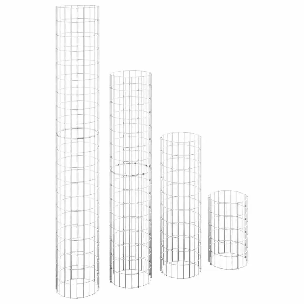 Circular Gabion Raised Garden Beds Set 4 Pieces Ø30cm Silver